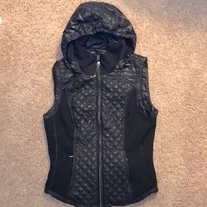 White House Black Market black vest removable hood